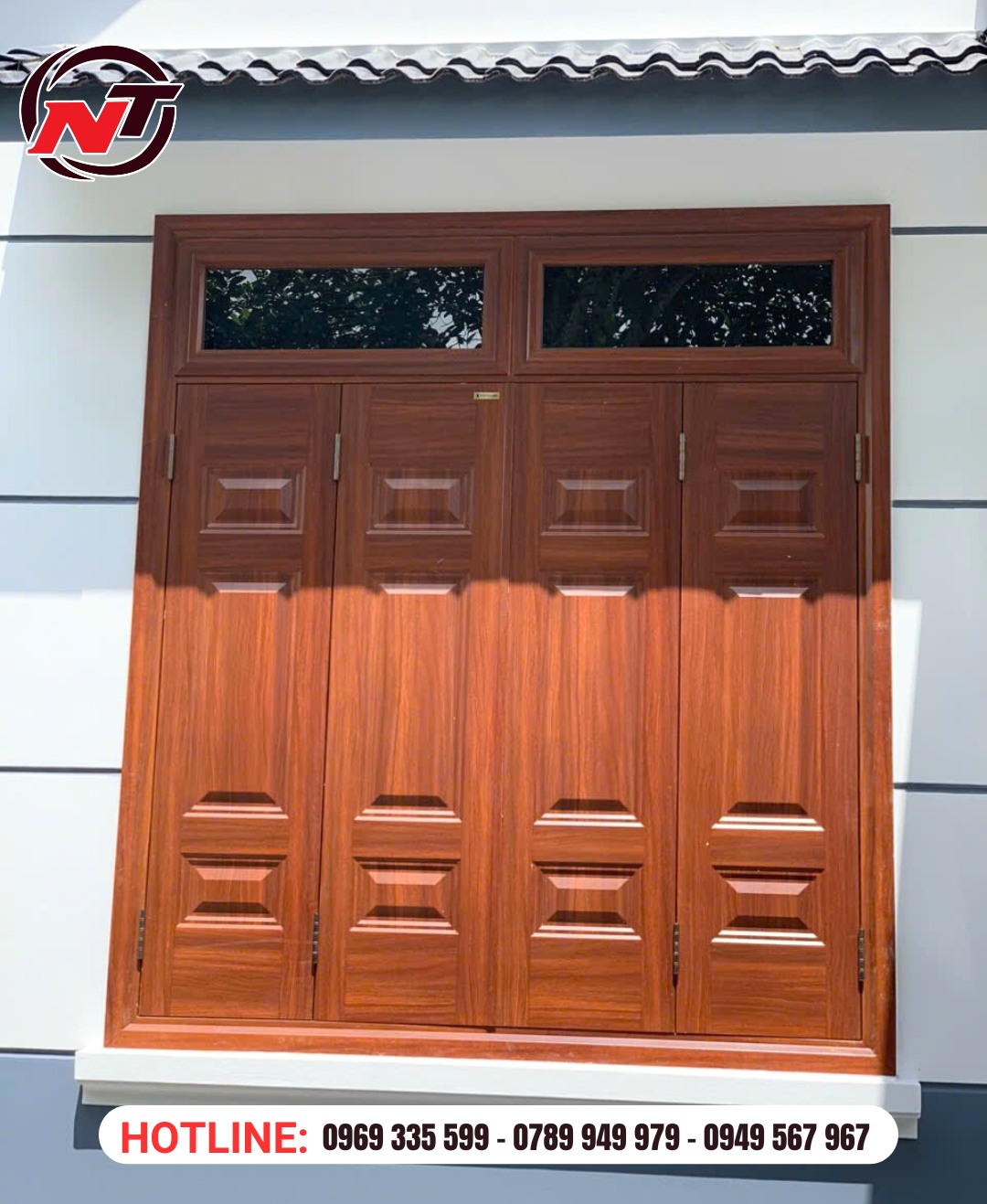Cửa thép vân gỗ 4 cánh đều bảo hành dài hạn ở Bình Dương
