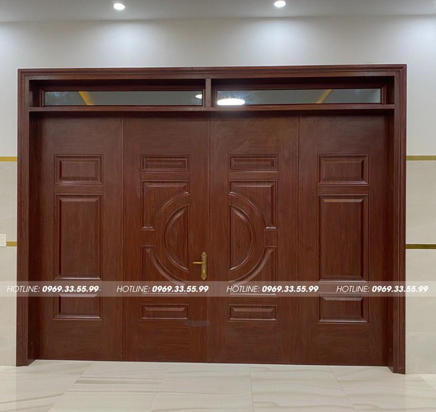 Cửa thép vân gỗ 4 cánh lệch chất lượng cao, giá rẻ ở Bình Dương